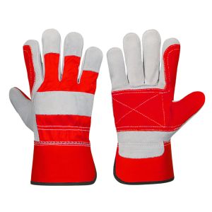 Double Palm Work Gloves Red Cuff